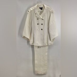 Etcetera Linen Blend Two Piece Set Jacket /Pants Career Classic Creme Size 10/12